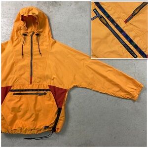 L.L Bean Anorak Vintage 90’s Orange Windbreaker Aztec Outdoor Gorpcore Camping